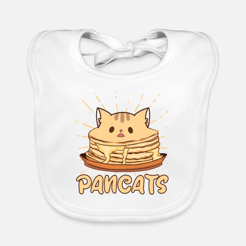 Pancats - drôle de conception de chat de crêpe - Bavoir bio Bébé - blanc