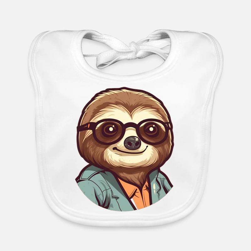 Sloth Geek - Bavoir bio Bébé - blanc