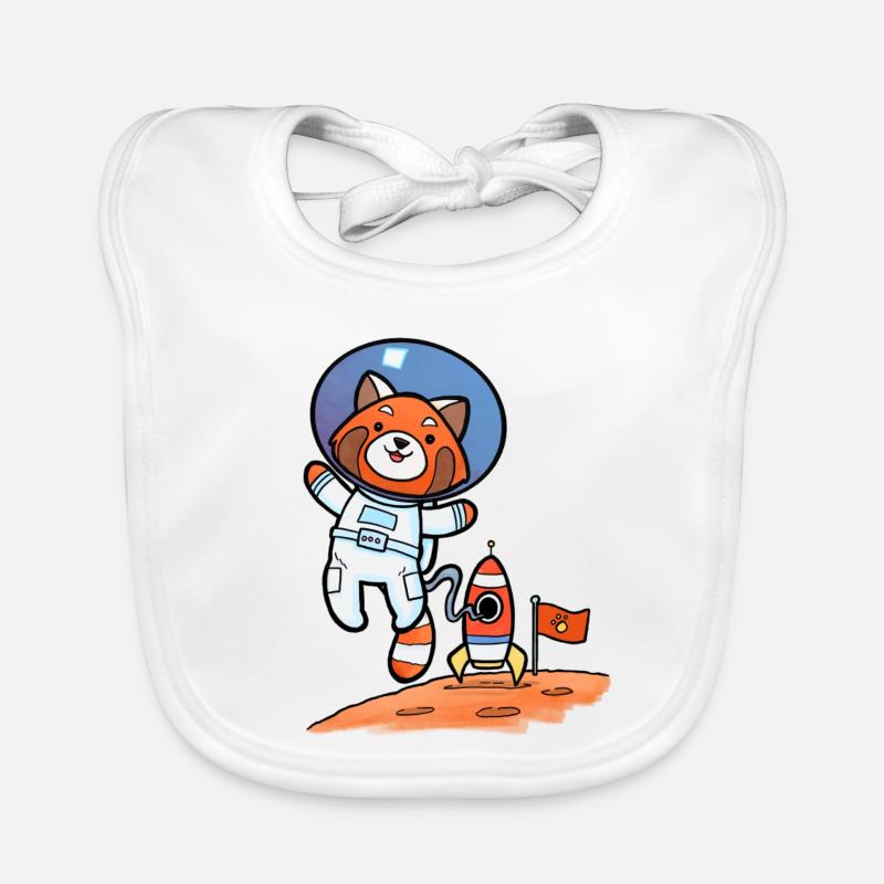 Red Panda Astronaut Cartoon Organic Baby Bibs