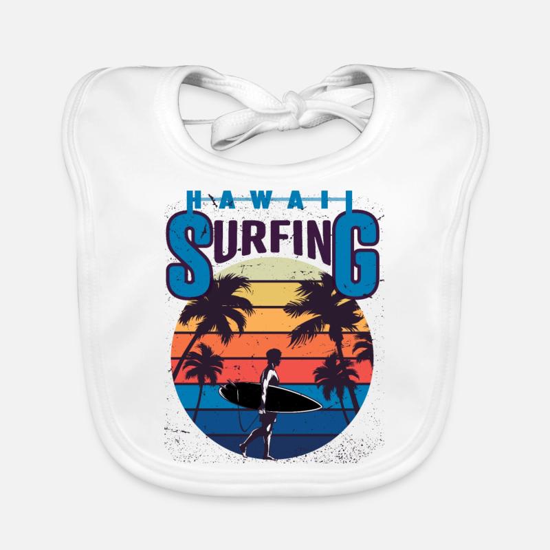 hawaii surfing summertime beach Organic Baby Bibs
