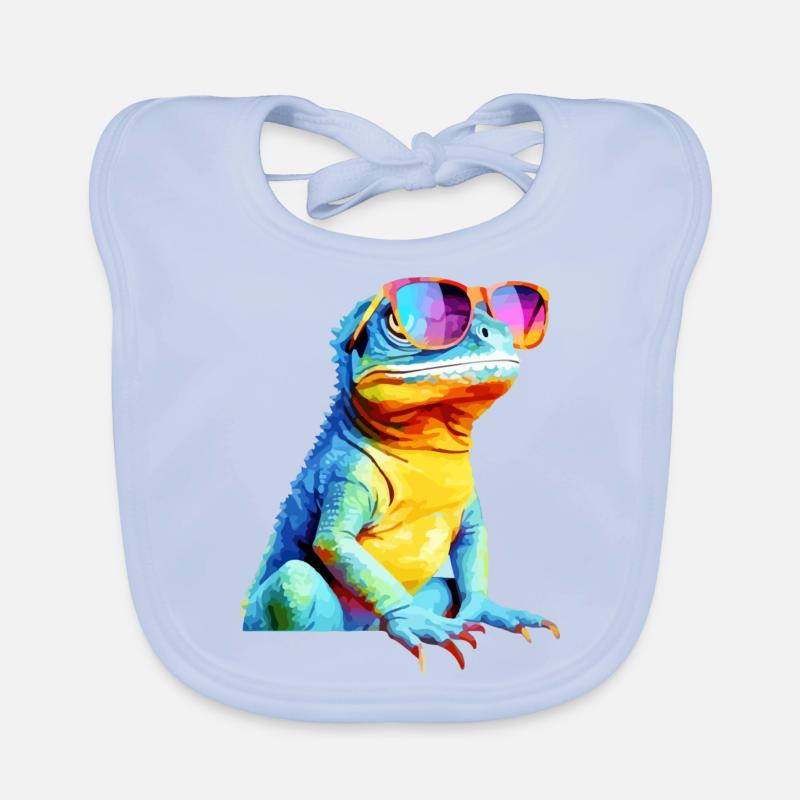 Hacko le lézard à lunettes Bavoir bio Bébé