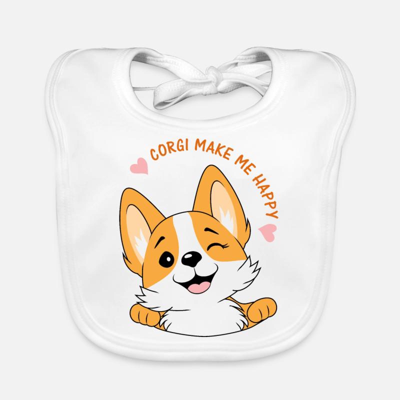 Corgi me rend heureux v2 Bavoir bio Bébé