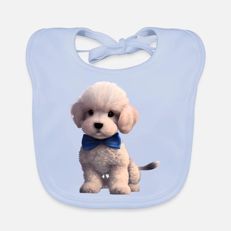 Hundehalter Pudel mit Fliege Hundewelpe Pudelwelpe Baby Bio-Lätzchen