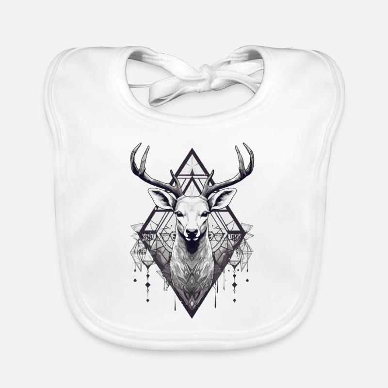 cerf noir et blanc style boho - Bavoir bio Bébé - blanc