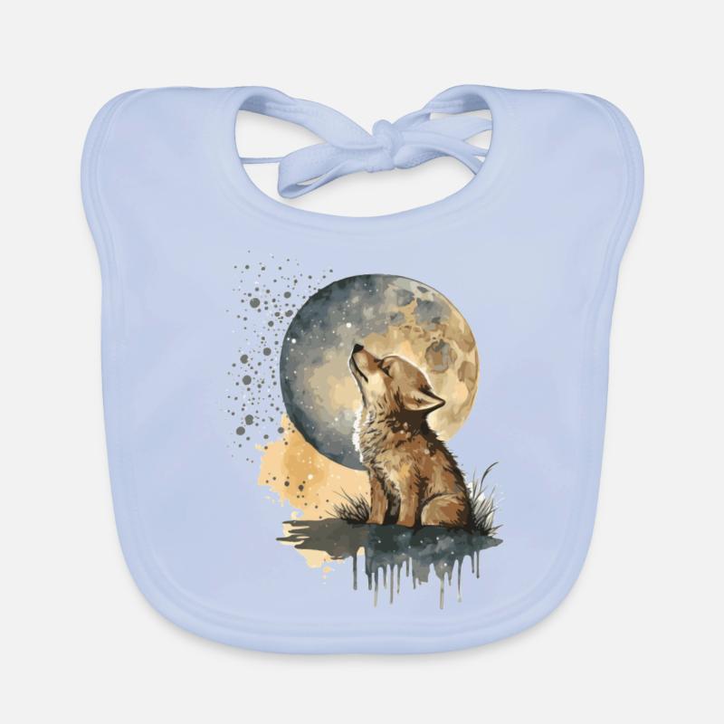 Cub Scout howling at the moon Organic Baby Bibs