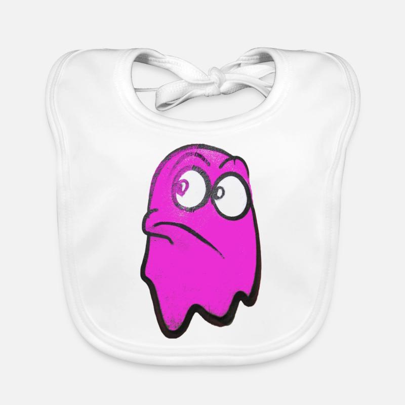 Funny grim-looking ghost in pink Organic Baby Bibs
