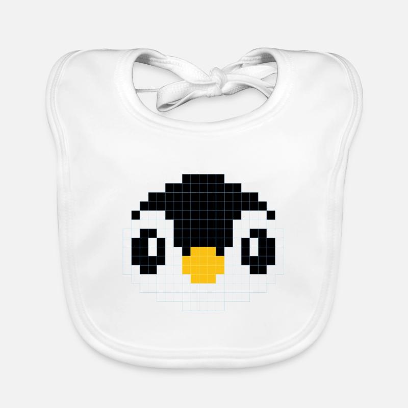 Tête de pingouin pixélisée Bavoir bio Bébé