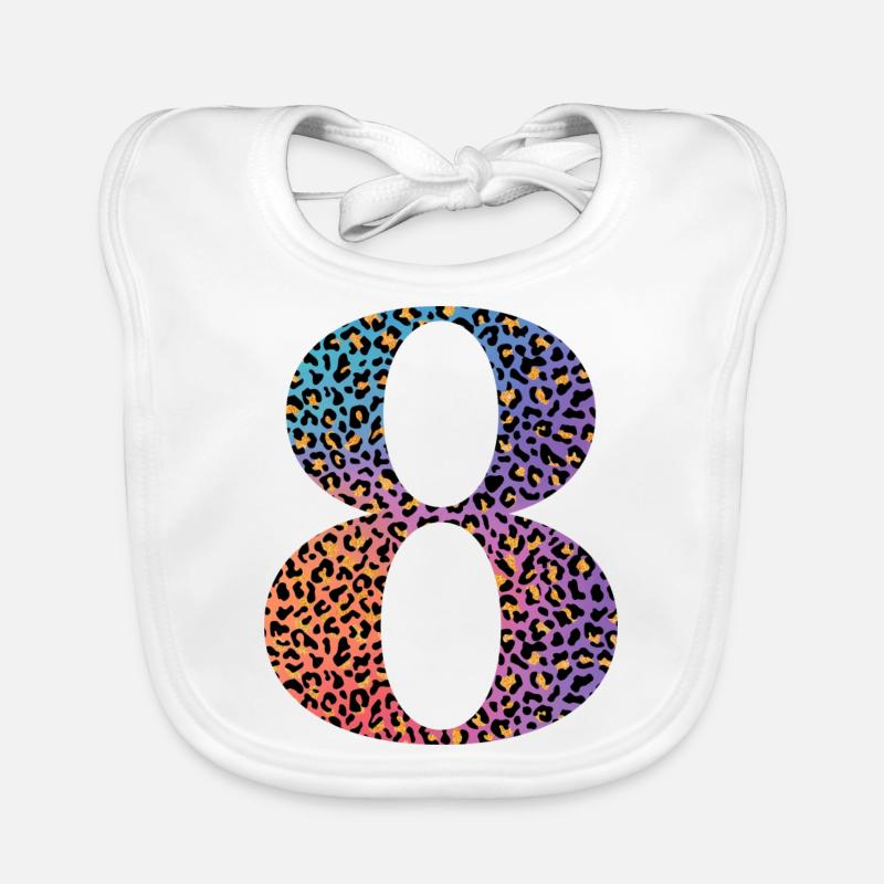 8th Birthday Leopard Organic Baby Bibs