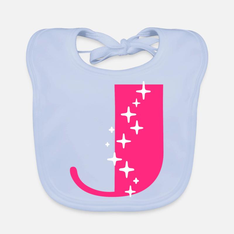 Buchstabe J Glitzer Baby Bio-Lätzchen