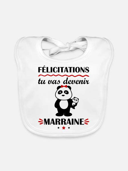 Tu vas devenir marraine, annonce grossesse,famille - Bavoir bio Bébé - blanc - Devant
