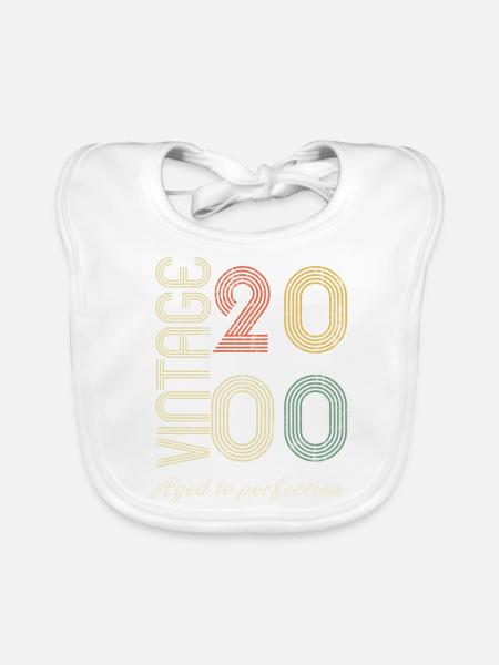 Birthday gift 24 years - 2000 - Organic Baby Bibs - white - Front