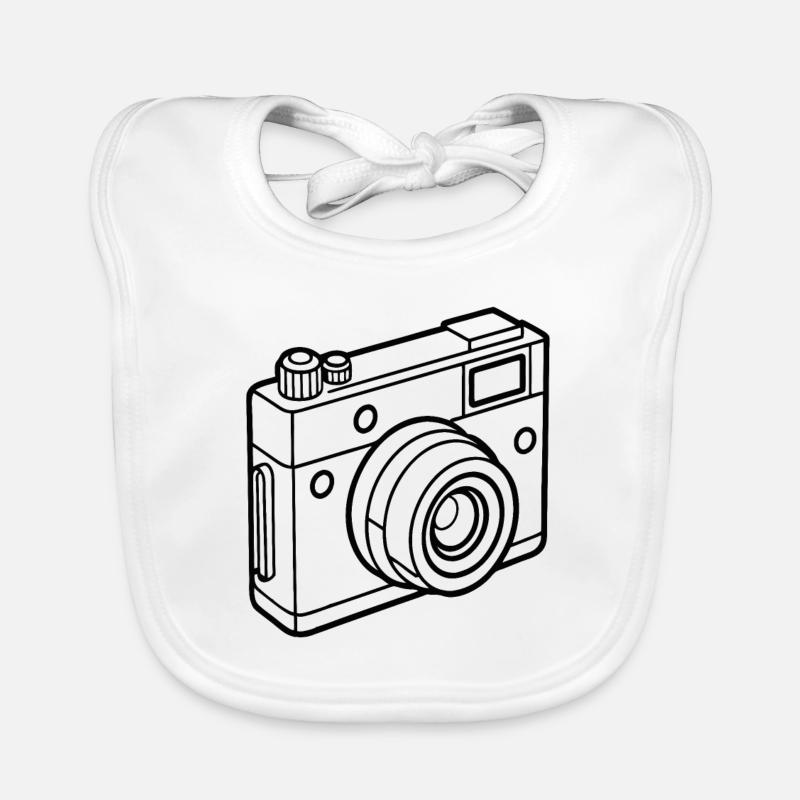 Simple Camera - Line Drawing Organic Baby Bibs