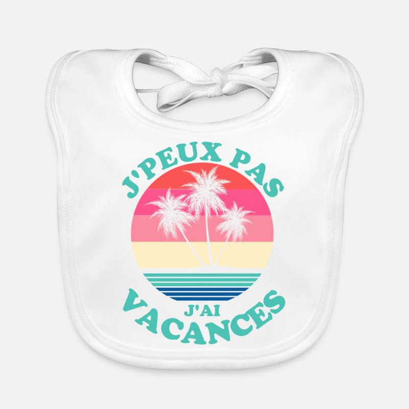 Vacances d'été - Bavoir bio Bébé - blanc