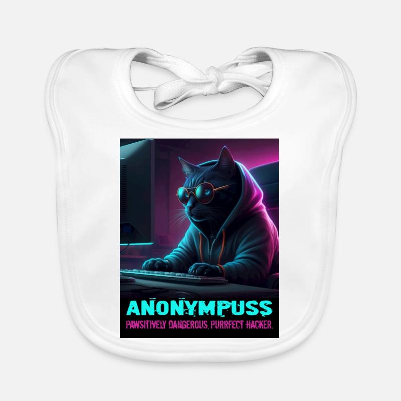Anonympuss Cat Hacker Funny Image Cat Meme Organic Baby Bibs