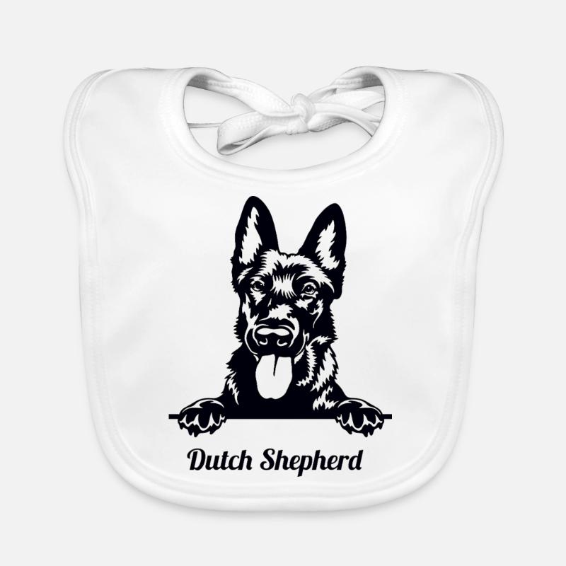 Cartoon Duitse Herder - Dutch Shepherd Organic Baby Bibs