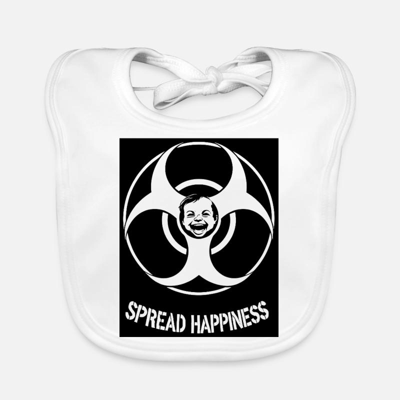 SpreadHappiness black background Organic Baby Bibs