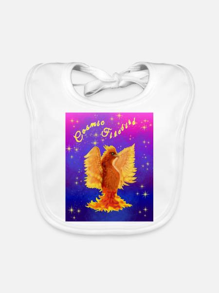 Ein orangefarbener kosmischer Cyber-Vogel - Baby Bio-Lätzchen - Weiß - Vorne