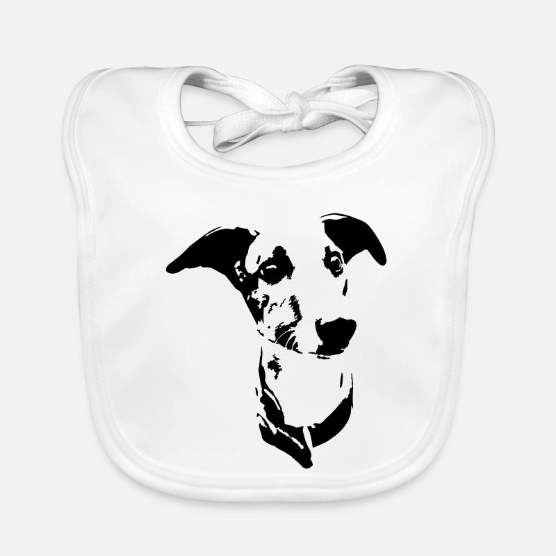 Tête de whippet - Bavoir bio Bébé - blanc