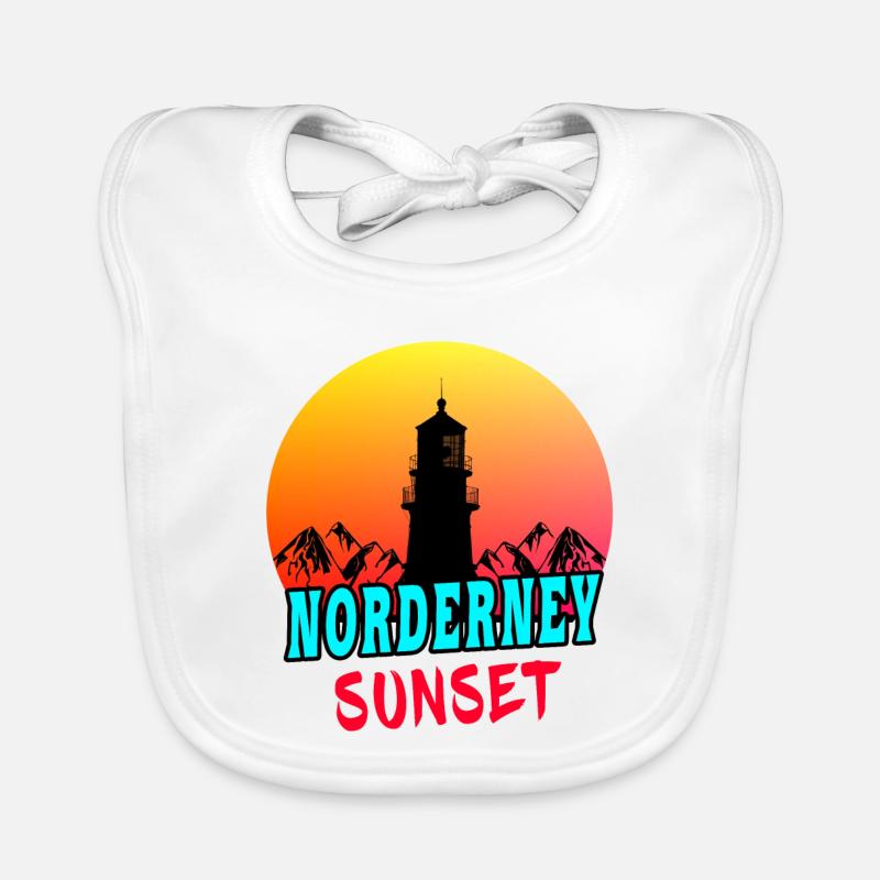 Norderney Sunset lighthouse design / gift idea Organic Baby Bibs