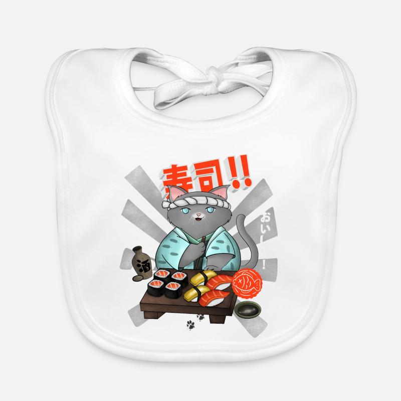 Sushi Cat Chef - Bavoir bio Bébé - blanc