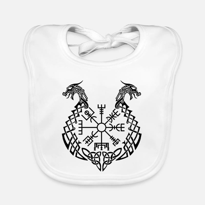 Schwarzer Drache und Wikingerkompass Baby Bio-Lätzchen