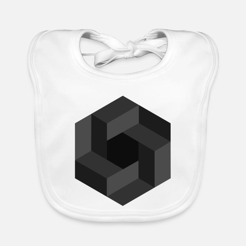 Abstract Geometric Pattern in Grayscale - Organic Baby Bibs - white