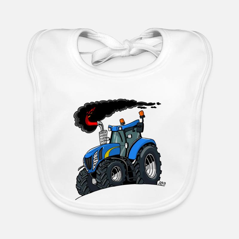 Blauer Traktor Baby Bio-Lätzchen