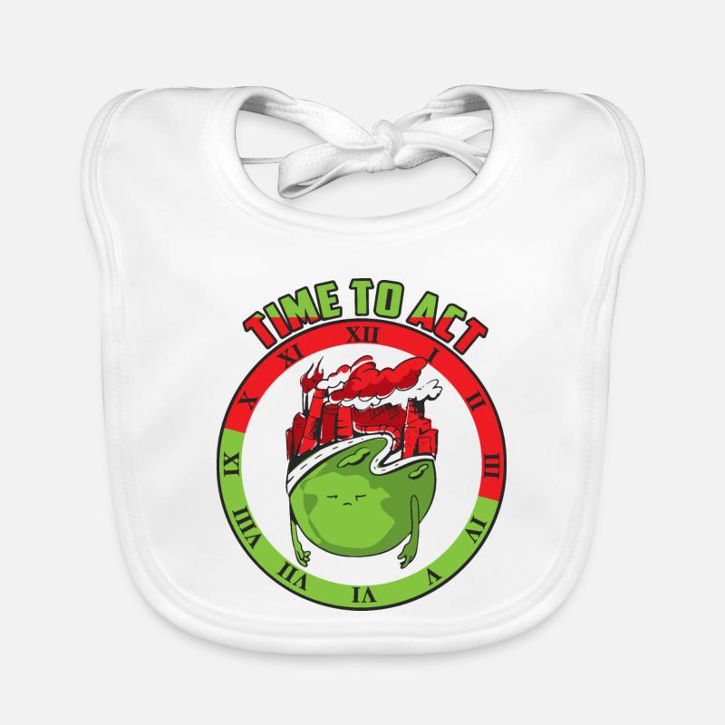 Climate change, time to act - Organic Baby Bibs - white