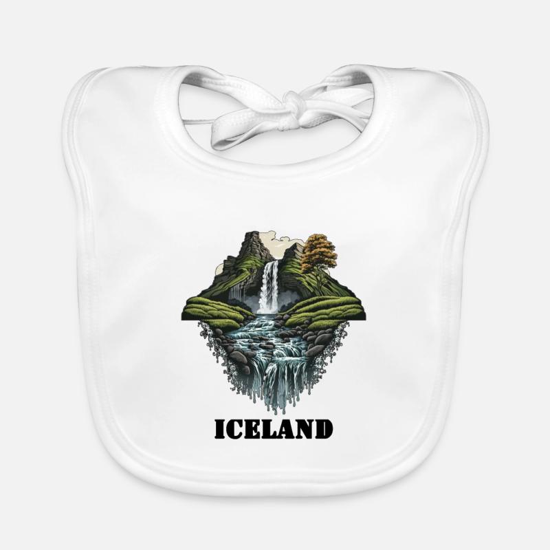 Islande - Bavoir bio Bébé - blanc