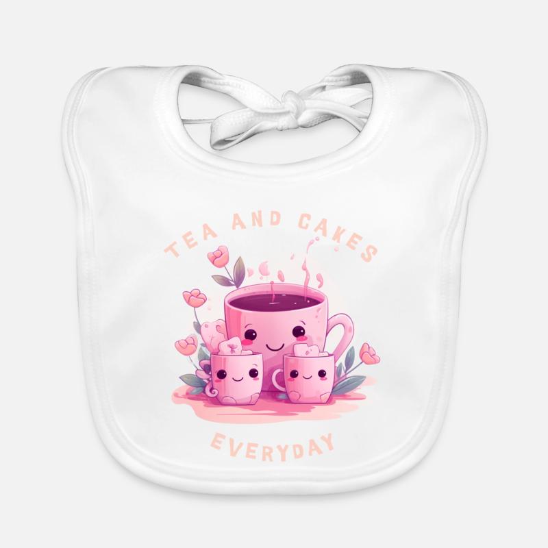 Tea and Cakes Süßes Tee T-Shirt Kawaii Geschenk Baby Bio-Lätzchen