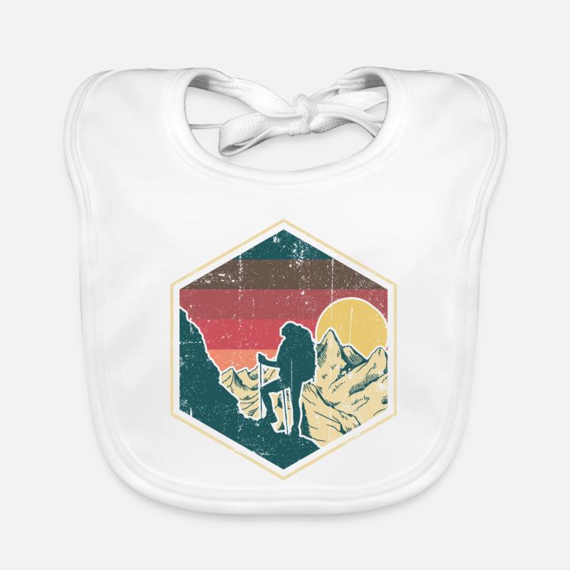 Badge hexagonal d’escalade du sommet du coucher de soleil Bavoir bio Bébé