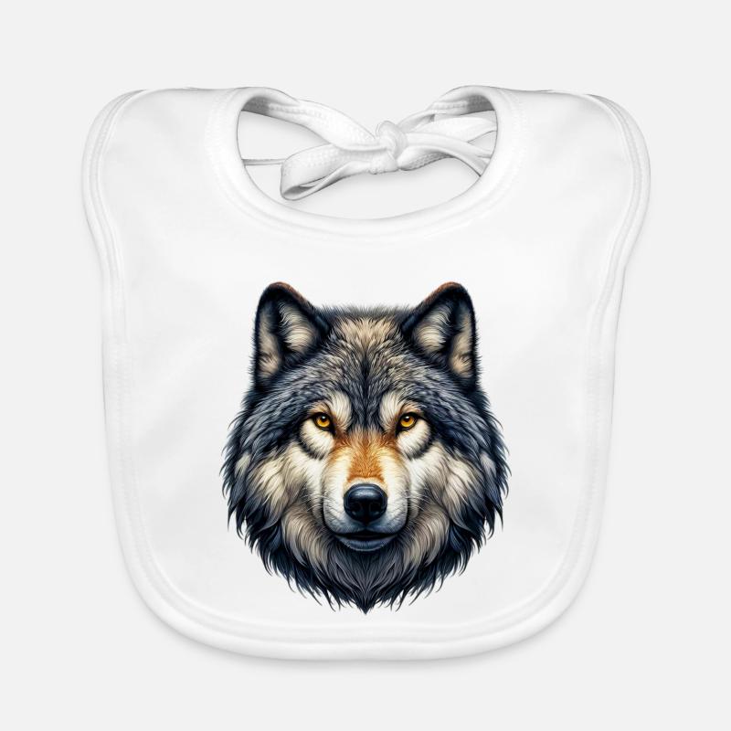 Wolf - Baby Bio-Lätzchen - Weiß