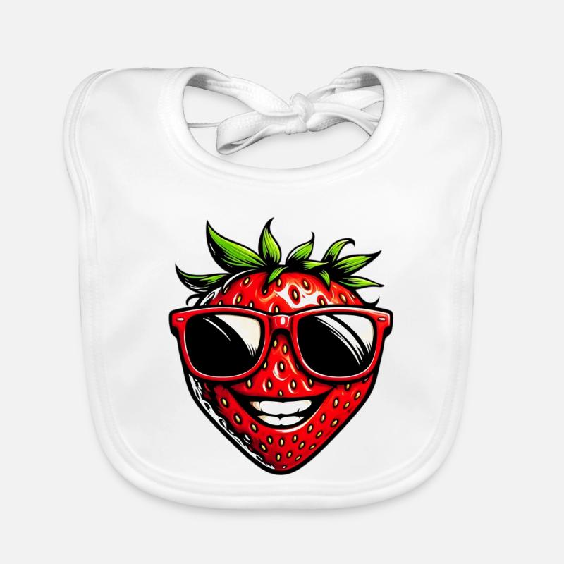 Erdbeere mit Sonnenbrille Baby Bio-Lätzchen