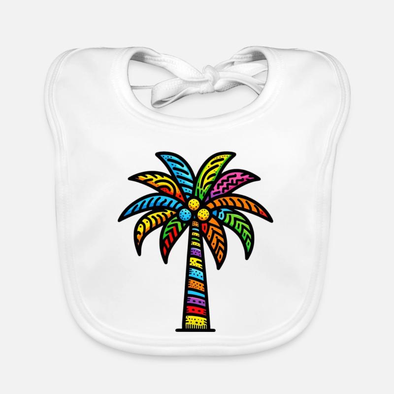 Palm tree - Organic Baby Bibs - white
