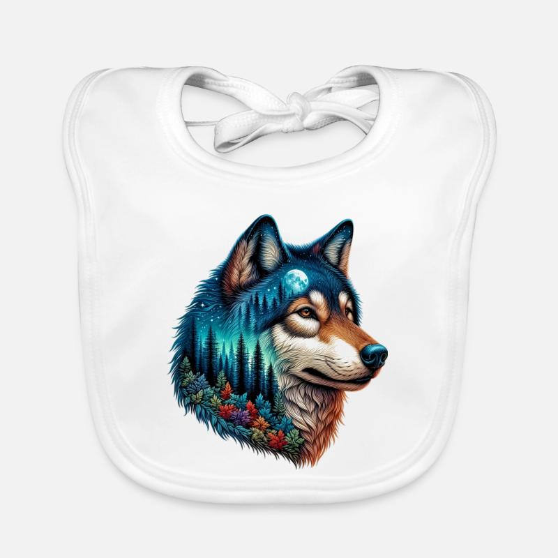Wolf - Baby Bio-Lätzchen - Weiß