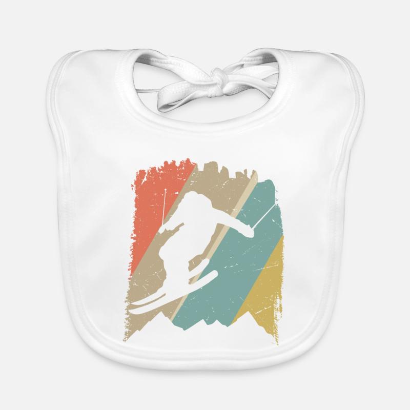 Retro Snowboard Silhouette auf Pastellstreifen Baby Bio-Lätzchen