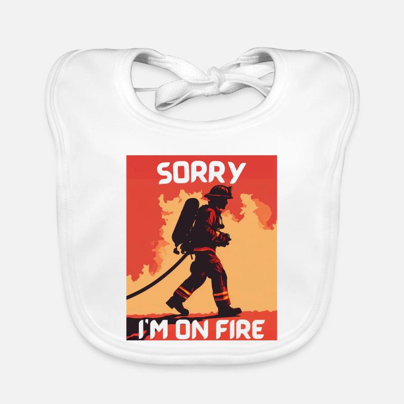 Firefighter On Fire Organic Baby Bibs