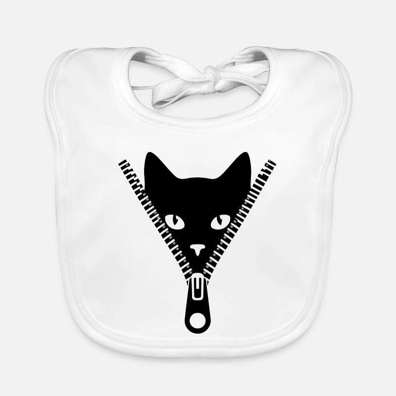 Petit chat caché dans une fermeture éclair Bavoir bio Bébé