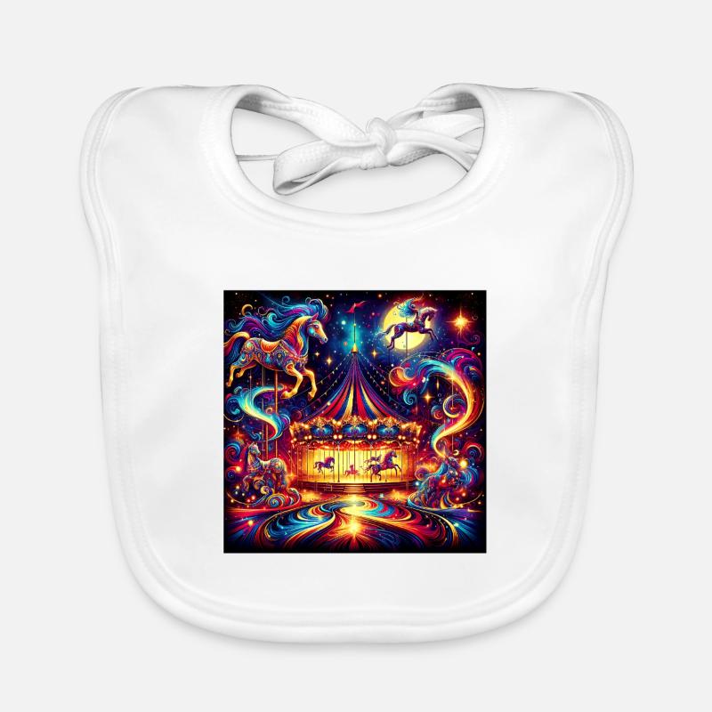 Glowing circus motif with magic horses Organic Baby Bibs