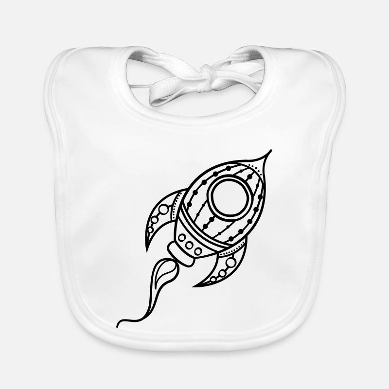 Rocket Ship Doodle Space Travel Organic Baby Bibs