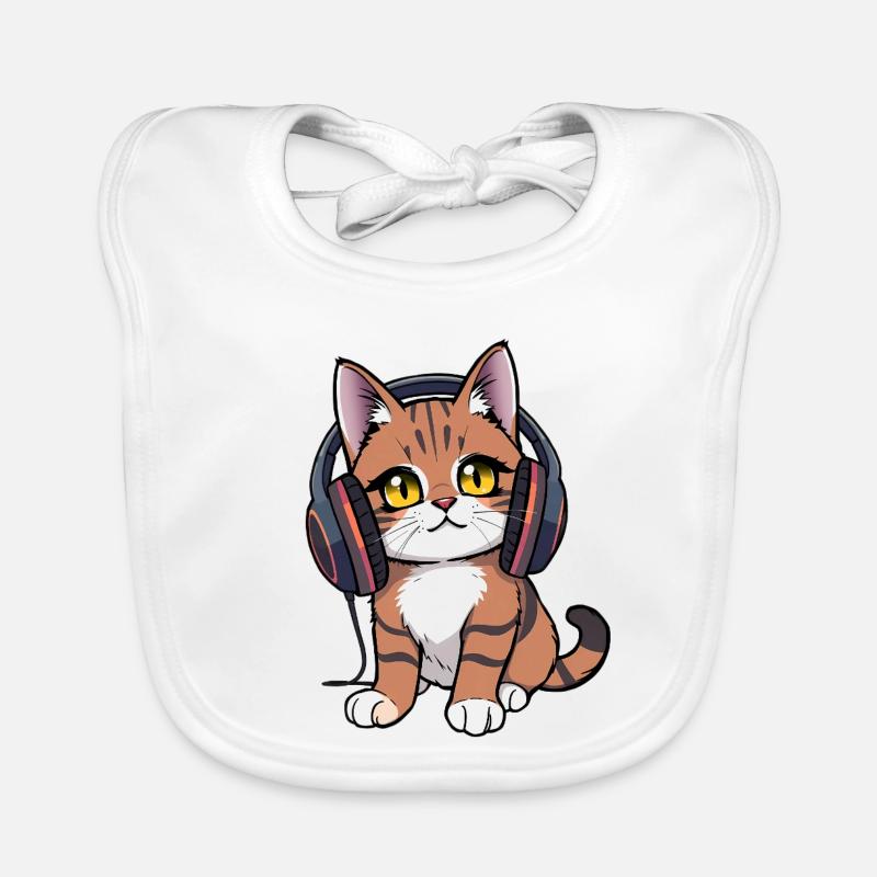 Chat avec des écouteurs Bavoir bio Bébé