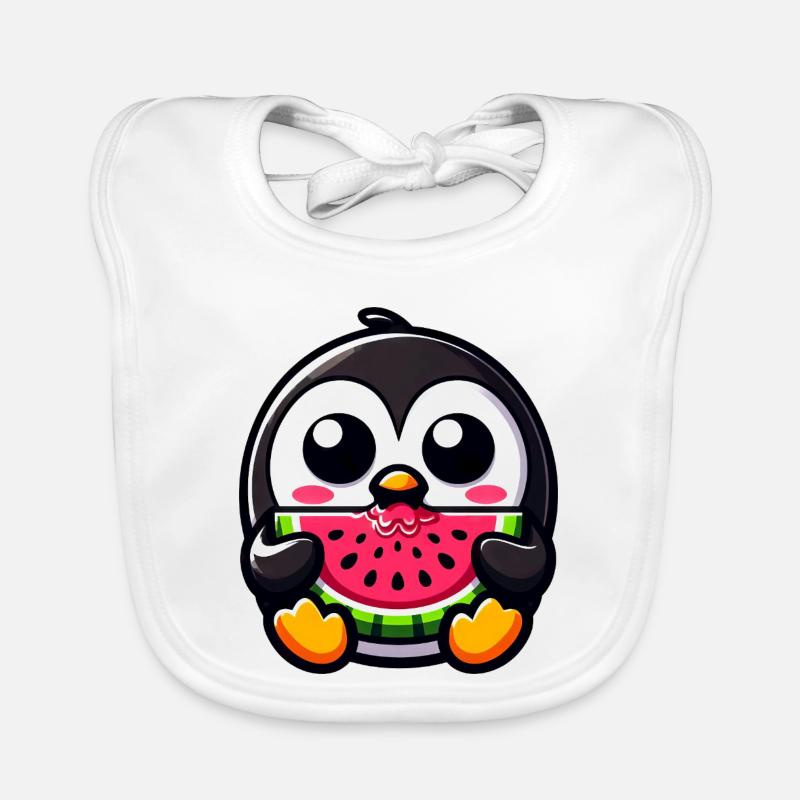 Pingouin mignon avec Melon Chibi Fruit Sweet Bavoir bio Bébé