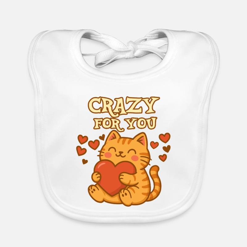 Chat mignon avec texte « Crazy for You » Bavoir bio Bébé