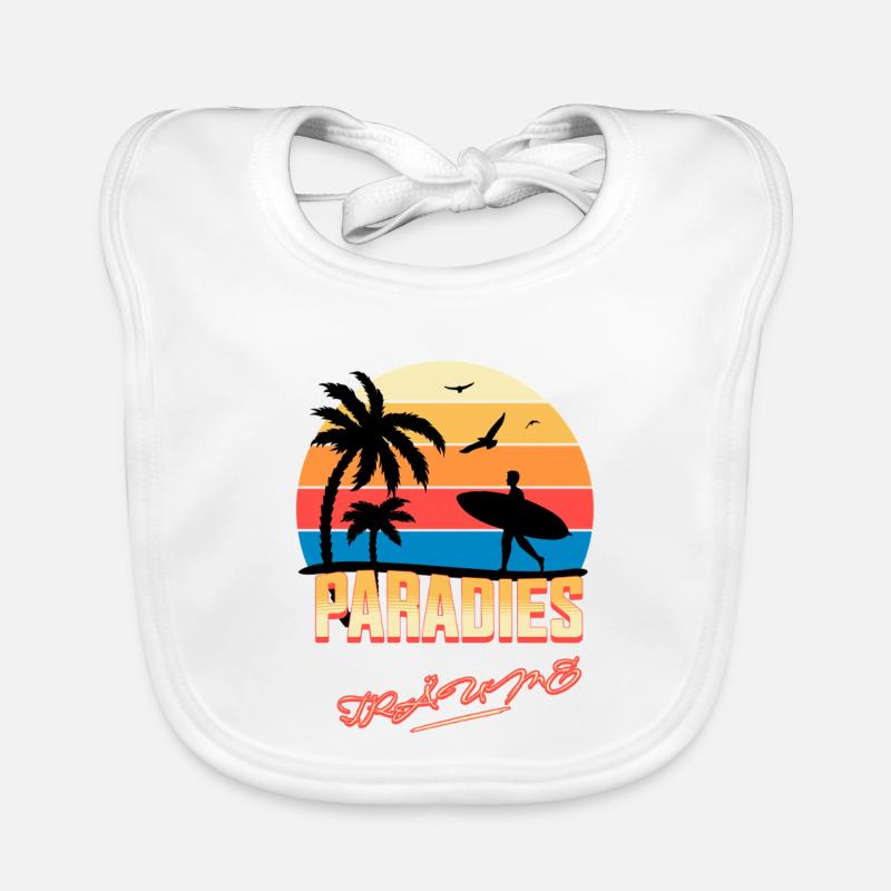 Plage vacances coucher de soleil illustration Bavoir bio Bébé