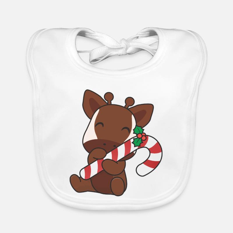 Mignon okapi de Noël avec canne à sucre Bavoir bio Bébé