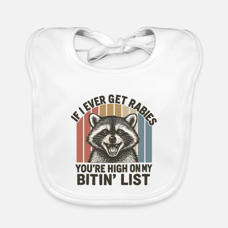 Rascal Raccoon High on Biting List Organic Baby Bibs