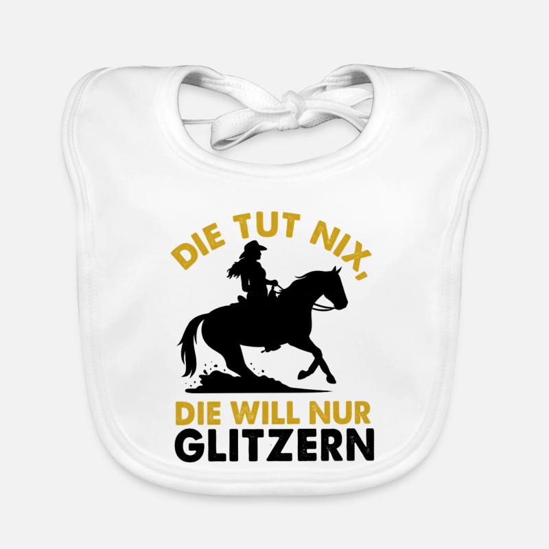 Arrêt de glisse avec cheval western et cavalier Bavoir bio Bébé