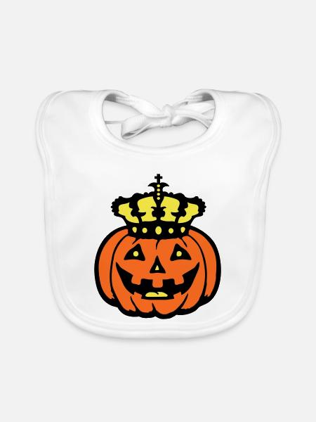 Halloween Pumpkin King Crown King Pumpkin Ruler - Organic Baby Bibs - white - Front
