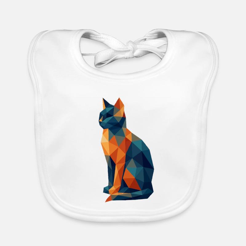 Geometric Polygon Cat BlueOrange Organic Baby Bibs