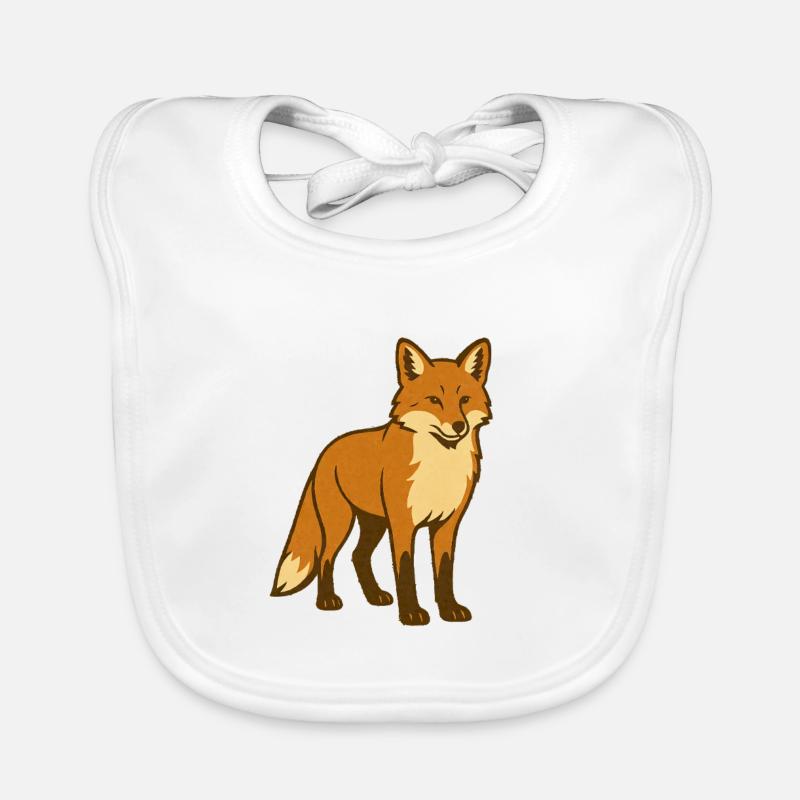 Playful Fox Cartoon Organic Baby Bibs